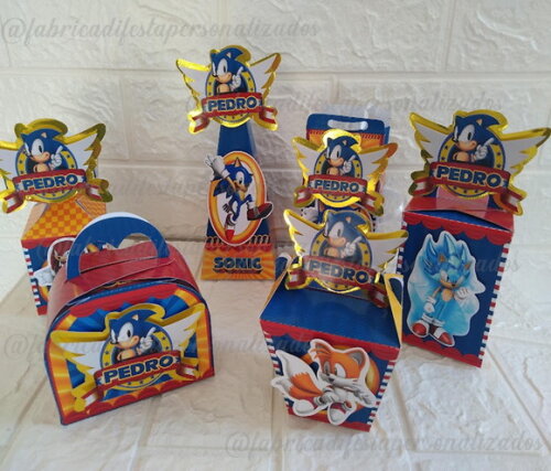 10 Lembrancinhas de Aniversário Sonic Caixinhas Festa