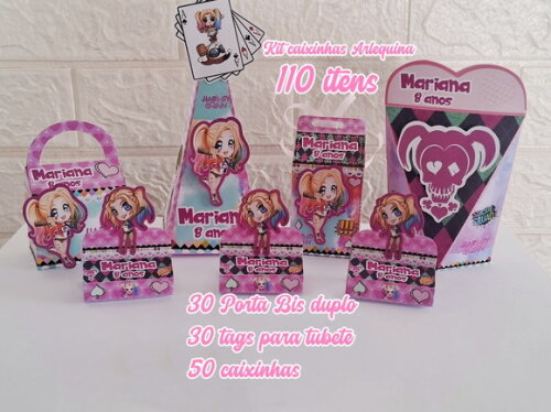 110 Itens Lembrancinhas Personalizadas Arlequina Caixinhas
