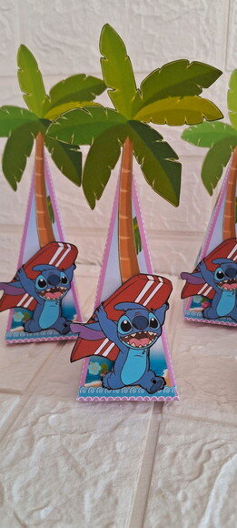 15 Caixas Piramide Stitch Lembrancinhas Aniversário Festa