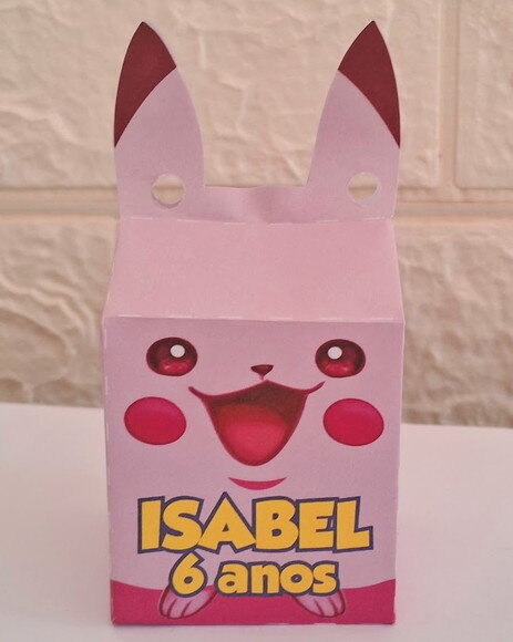 15 Lembrancinhas Caixinhas Pokemon Pikachu Rosa Aniversário