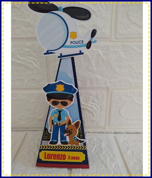 15 Lembrancinhas Festa Policial Policia Caixa Piramide Caixa