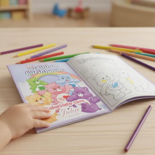 25 Lembrancinha Ursinhos Carinhosos Mini Livrinho de Colorir