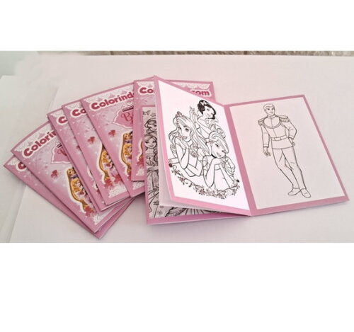 40 Lembrancinhas Aniversário Mini Livrinho Colorir Princesas