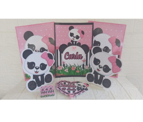 40 Lembrancinhas Aniversario Ursinho Panda Rosa Caixinhas