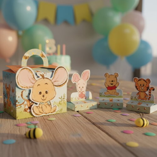 60 Caixas Ursinho Pooh Lembrancinhas Aniversário Festa