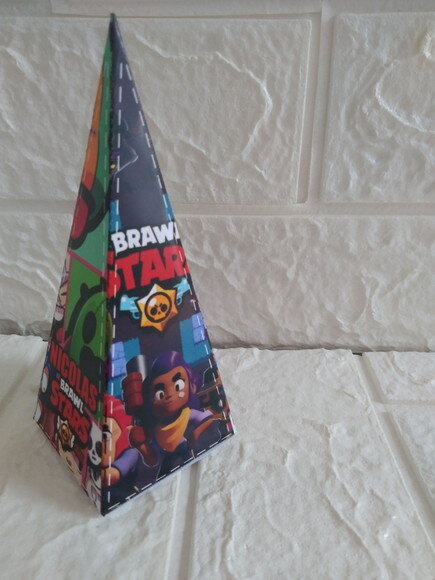 Braw Stars Lembrancinha Personalizada Caixa Pirâmide 10 un