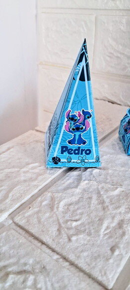 Caixa Cone Piramide Stitch Lembrancinha de Aniversário Festa