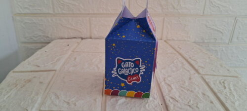 Caixa Milk Lembrancinha Gato Galáctico Rosa Caixinhas 10 un