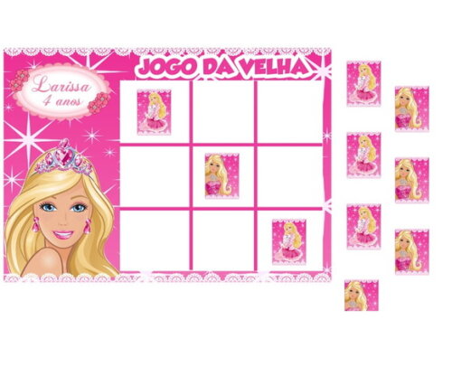 Jogo da Velha Lembrancinha de Aniversário Barbie Festa 30 un