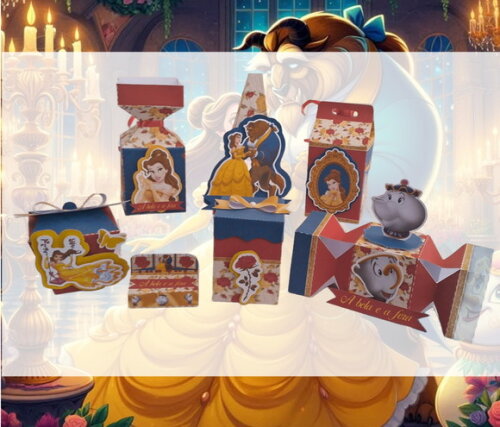 Kit 25 Caixas Personalizadas a Bela e a Fera Aniversário