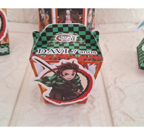 Kit 50 Caixas Personalizadas Demon Slayer Aniversário Festa