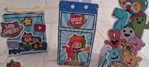 Kit 60 Caixa Lembrancinha Personalizada Gato Galáctico Festa
