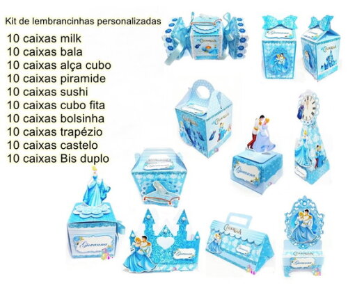 Kit de Personalizados Cinderela Lembrancinha Aniversário