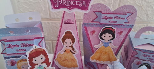 Kit Festa 60 Lembrancinhas Princesas Disney Caixas Montadas