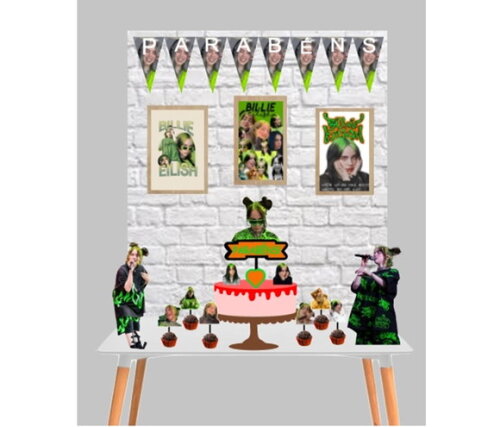 Kit Festa Decoração de Aniversário Billie Eilish Cantora