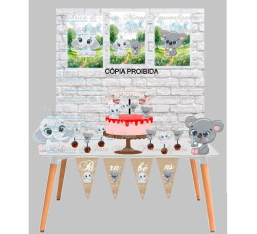 Kit Festa Decoração Coala Elefantinho Bichinhos