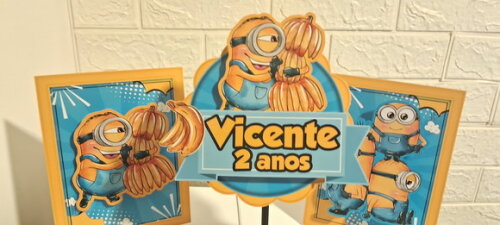 Kit Festa Minnions Decoração Minions Topo de Bolo Docinhos