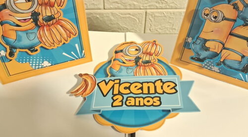 Kit Festa Minnions Decoração Minions Topo de Bolo Docinhos