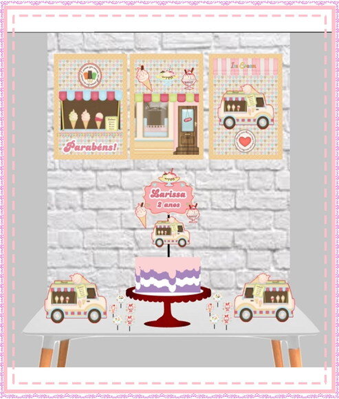 Kit Festa Sorveteria Decoração Aniversário Doceria Sorvete