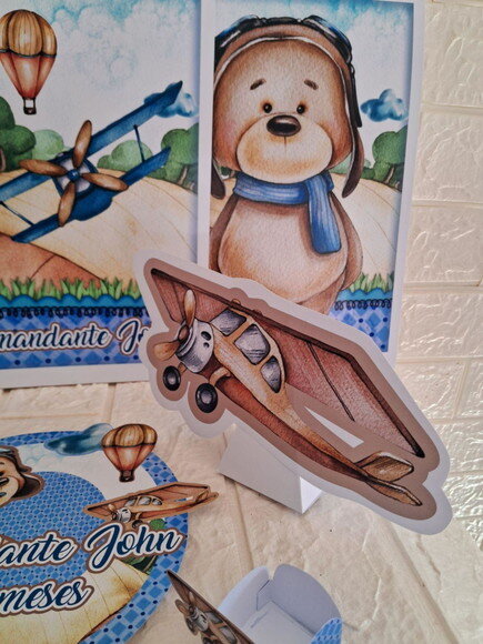 Kit Festa Ursinho Aviador Decoração Aniversário
