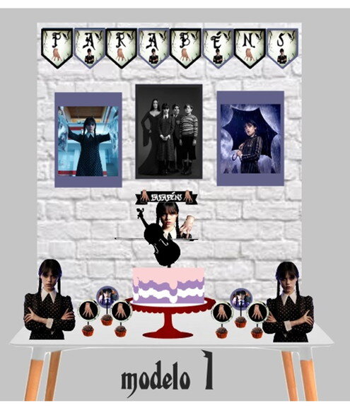 Kit Festa Wandinha Addams Decoração de Aniversário Completa