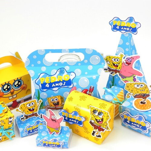 Kit Festa: 30 Lembrancinhas Personalizadas Bob Esponja