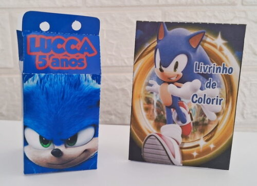 Kit Lembrancinha Sonic Caixa Milk e Mini Livrinho de Colorir