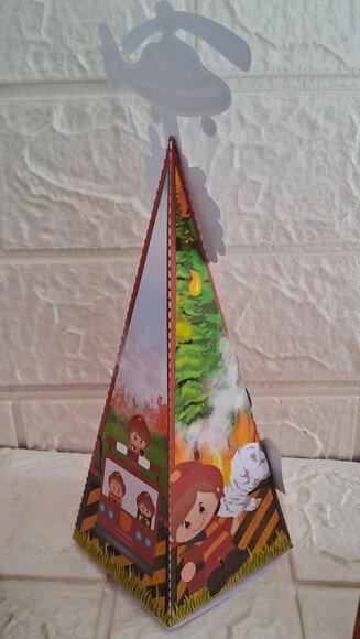 Lembrancinha Bombeiro Caixa Piramide Cone Festa Aniversário