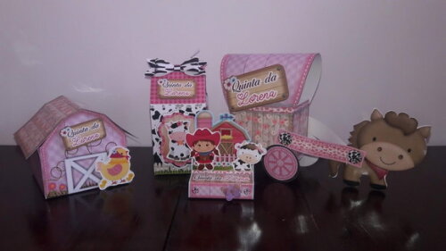 Lembrancinha Caixinha Celeiro Fazendinha Rosa