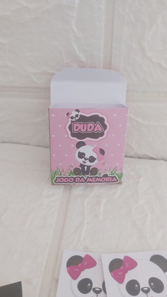 Lembrancinha Personalizada Panda Rosa Jogo da Memória 15 un