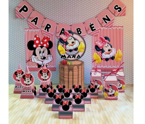Lembrancinha Personalizada Minnie Vermelha com Decoração