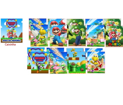 Lembrancinha Personalizada Super Mario Jogo da Memória 15 un