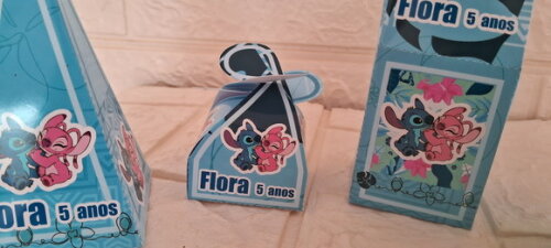Lembrancinha Stitch e Angel Decoração Aniversário 20 Caixas