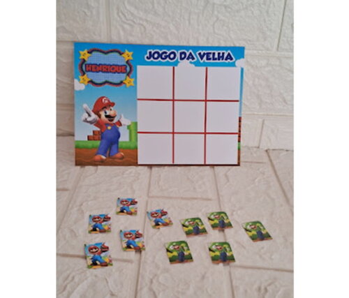 Lembrancinha Super Mario Jogo da Velha Aniversário 15 un