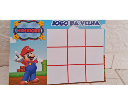 Lembrancinha Super Mario Jogo da Velha Aniversário 15 un