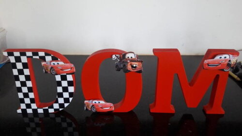 Letras em mdf personalizadas tema Carros Disney