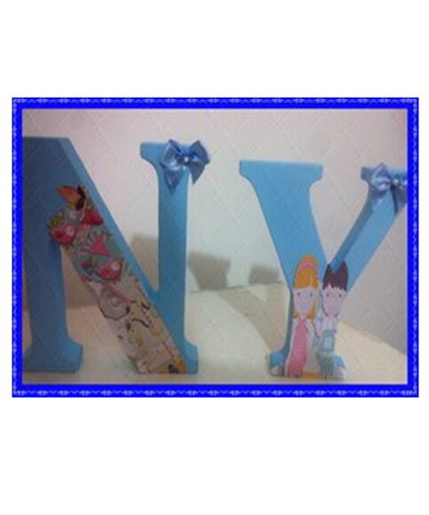 Letras em mdf personalizadas tema Carrossel Encantado Azul