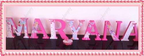 Letras em mdf personalizadas tema Carrossel Encantado Rosa