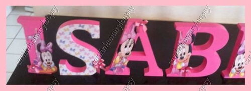 Letras em mdf personalizadas tema Minie Rosa Baby