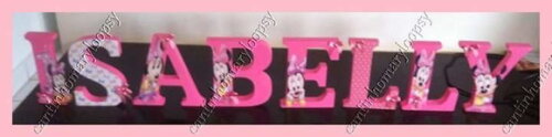 Letras em mdf personalizadas tema Minie Rosa Baby