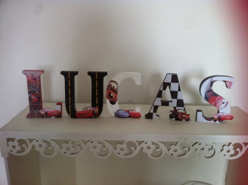 Letras em MDF tema filme "Carros"