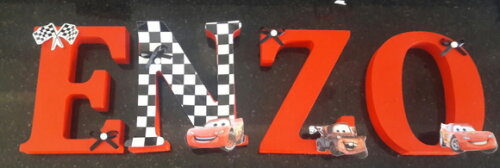 Letras em MDF tema filme Carros