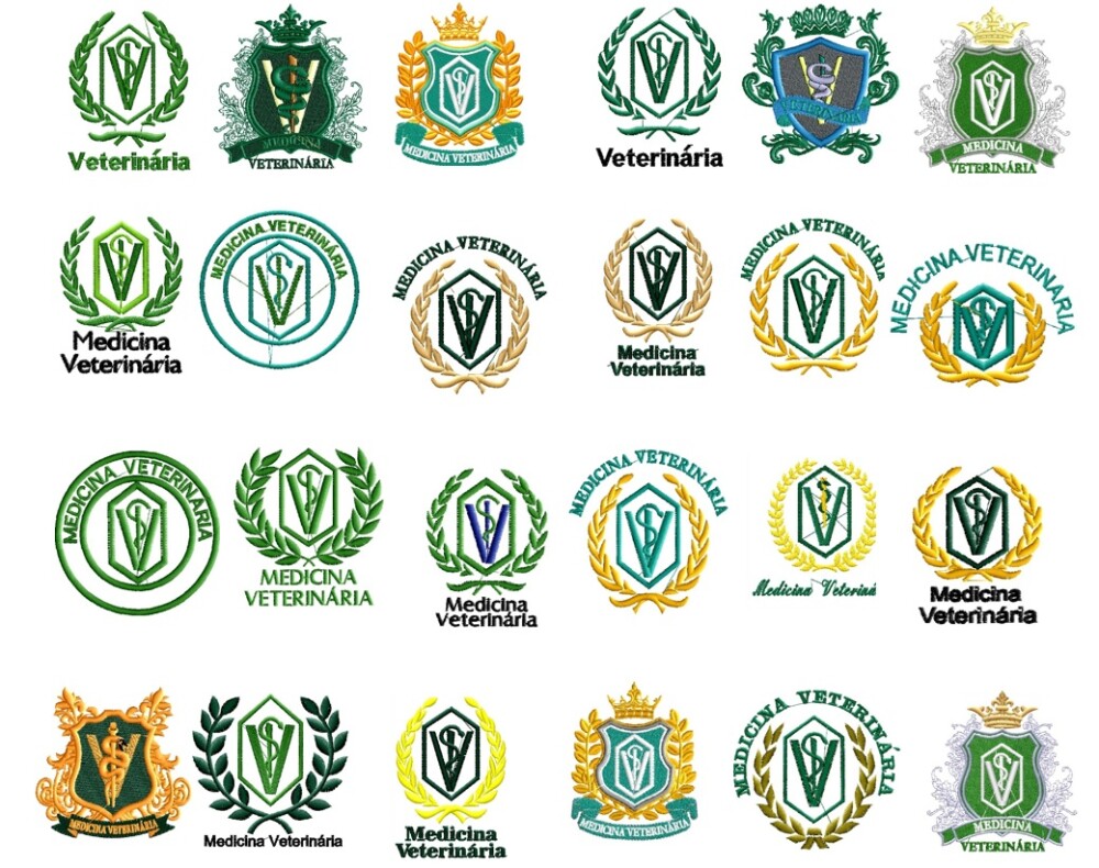 Matriz de bordado Brasão medicina veterinaria 23 matrizes ref 1