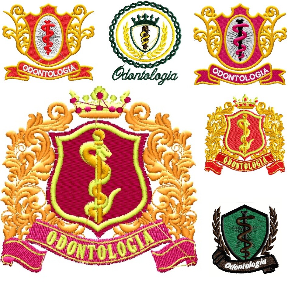 06 Matrizes De Bordado Brasão De Odontologia Ref 1