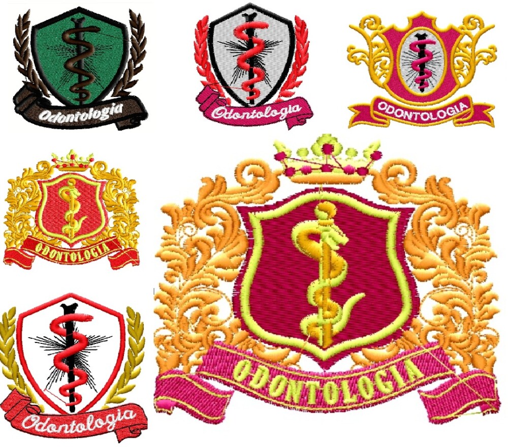 06 Matrizes De Bordado Brasão De Odontologia Ref 3