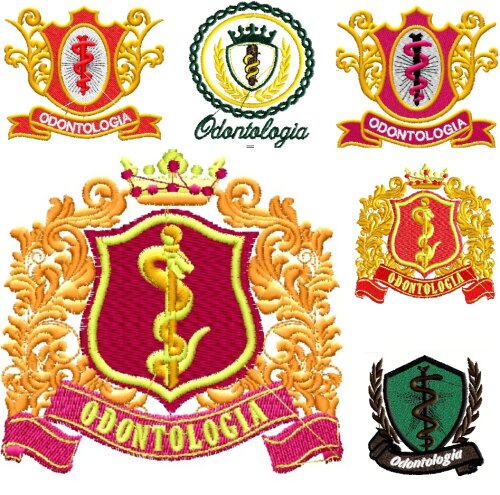 06 Matrizes De Bordado Brasão De Odontologia Ref 1