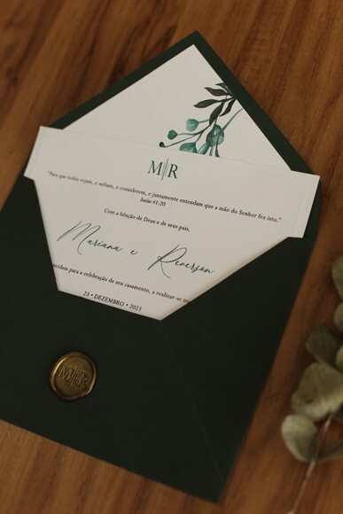 Convite de Casamento Envelope + Forro Dentro + Lacre de Cera