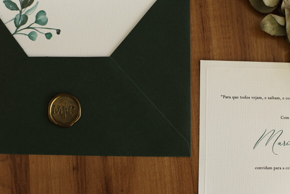 Convite de Casamento Envelope + Forro Dentro + Lacre de Cera