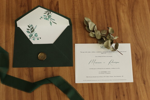 Convite de Casamento Envelope + Forro Dentro + Lacre de Cera