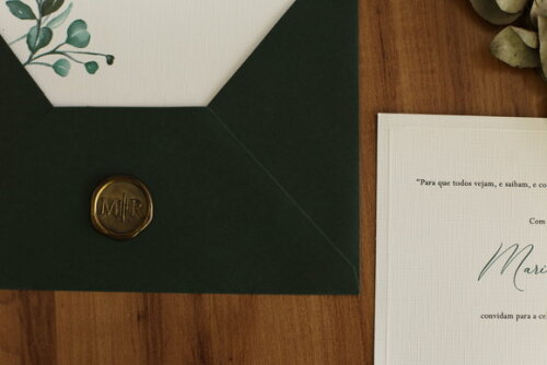 Convite de Casamento Envelope + Forro Dentro + Lacre de Cera